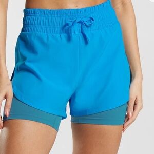 Gymshark women’s 2 in 1 running shorts 🩵